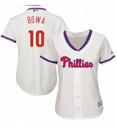 Womens Majestic Philadelphia Phillies 10 Larry Bowa Replica Cream Alternate Cool Base MLB Jersey 