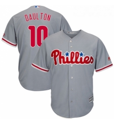 Youth Majestic Philadelphia Phillies 10 Darren Daulton Authentic Grey Road Cool Base MLB Jersey