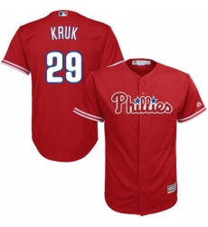 Youth Majestic Philadelphia Phillies 29 John Kruk Replica Red Alternate Cool Base MLB Jersey