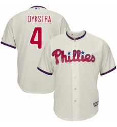 Youth Majestic Philadelphia Phillies 4 Lenny Dykstra Replica Cream Alternate Cool Base MLB Jersey 