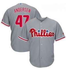 Youth Majestic Philadelphia Phillies 47 Larry Andersen Authentic Grey Road Cool Base MLB Jersey