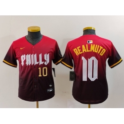 Youth Philadelphia Phillies 10 J T  Realmuto Red 2024 City Connect Limited Stitched Baseball Jersey 6