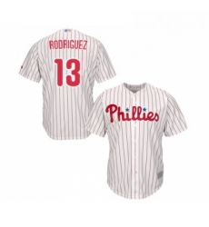 Youth Philadelphia Phillies 13 Sean Rodriguez Replica White Red Strip Home Cool Base Baseball Jersey 