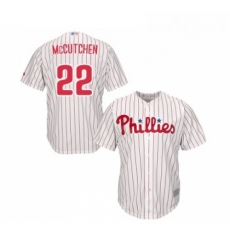 Youth Philadelphia Phillies 22 Andrew McCutchen Replica White Red Strip Home Cool Base Baseball Jersey 