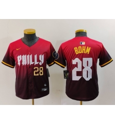 Youth Philadelphia Phillies 28 Alec Bohm Red 2024 City Connect Limited Stitched Baseball Jersey 2