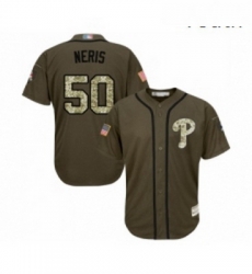 Youth Philadelphia Phillies 50 Hector Neris Authentic Green Salute to Service Baseball Jersey 