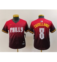 Youth Philadelphia Phillies 8 Nick Castellanos Red 2024 City Connect Limited Stitched Baseball Jersey