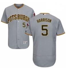 Mens Majestic Pittsburgh Pirates 5 Josh Harrison Grey Road Flex Base Authentic Collection MLB Jersey