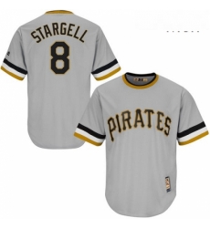 Mens Majestic Pittsburgh Pirates 8 Willie Stargell Authentic Grey Cooperstown Throwback MLB Jersey