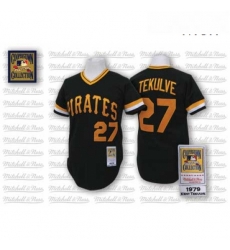 Mens Mitchell and Ness Pittsburgh Pirates 27 Kent Tekulve Replica Black Throwback MLB Jersey