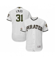 Mens Pittsburgh Pirates 31 Jordan Lyles White Alternate Authentic Collection Flex Base Baseball Jersey