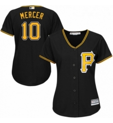 Womens Majestic Pittsburgh Pirates 10 Jordy Mercer Authentic Black Alternate Cool Base MLB Jersey 