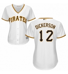 Womens Majestic Pittsburgh Pirates 12 Corey Dickerson Replica White Home Cool Base MLB Jersey 