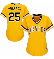 Womens Majestic Pittsburgh Pirates 25 Gregory Polanco Authentic Gold Alternate Cool Base MLB Jersey