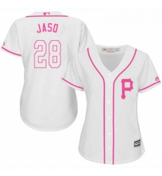 Womens Majestic Pittsburgh Pirates 28 John Jaso Replica White Fashion Cool Base MLB Jersey