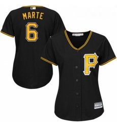 Womens Majestic Pittsburgh Pirates 6 Starling Marte Replica Black Alternate Cool Base MLB Jersey