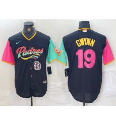 Men San Diego Padres 19 Tony Gwynn Black City Connect Cool Base Stitched Baseball Jersey 2