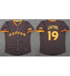 Men San Diego Padres 19 Tony Gwynn Brown Throwback MLB Jersey