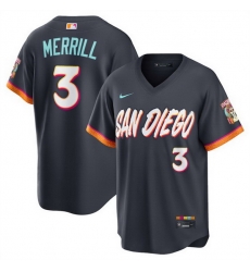 Men San Diego Padres 3 Jackson Merrill Obsidian 2026 City Connect Stadium Stitched Baseball Jersey Men San Diego Padres 3 Jackson Merrill Obsidian 2026 City Connect Stadium Stitched Baseball Jersey