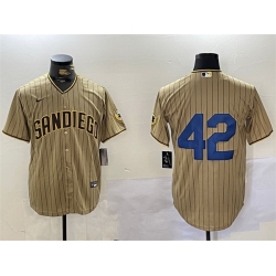 Men San Diego Padres 42 Jackie Robinson Tan Cool Base Stitched Baseball Jersey