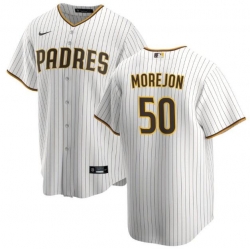 Men San Diego Padres 50 Adrian Morejon White Home Stitched Baseball Jersey