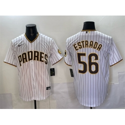Men San Diego Padres 56 Jeremiah Estrada White Cool Base Stitched Baseball Jersey