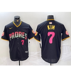 Men San Diego Padres 7 Ha Seong Kim Black Cool Base Stitched Baseball Jersey 3