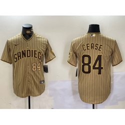 Men San Diego Padres 84 Dylan Cease Tan Cool Base Stitched Baseball Jersey 3