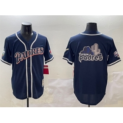 Men San Diego Padres Tan Team Big Logo Navy 1998 World Series Cool Base Stitched Baseball Jersey 1