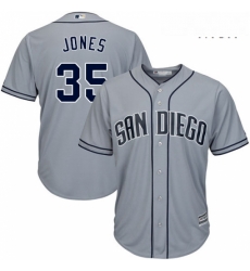 Mens Majestic San Diego Padres 35 Randy Jones Replica Grey Road Cool Base MLB Jersey