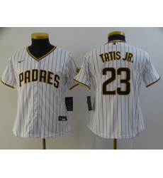 Women Padres 23 Fernando Tatis Jr  white Nike 2020 Cool Base Jersey