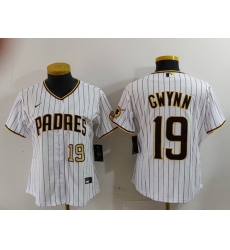 Women San Diego Padres 19 19 Tony Gwynn White With PS Patch Cool Base Stitched Baseball Jersey 2