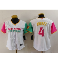 Women San Diego Padres 4 Luis Arraez White City Connect Stitched Baseball Jersey_1