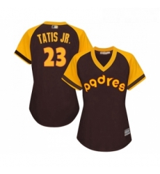 Womens San Diego Padres 23 Fernando Tatis Jr Replica Brown Alternate Cooperstown Cool Base Baseball Jersey 