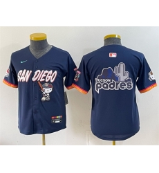 Youth San Diego Padres X Hello Kitty Team Big Logo Obsidian 2026 City Connect Stadium Stitched Baseball Jersey Youth San Diego Padres X Hello Kitty Team Big Logo Obsidian 2026 City Connect Stadium Stitched Baseball Jersey