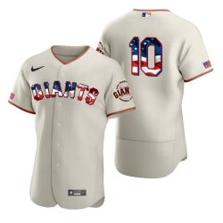 Men San Francisco Giants 10 Evan Longoria Men Nike Cream Fluttering USA Flag Limited Edition Flex Base MLB Jersey