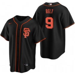 Men San Francisco Giants 9 Brandon Belt Black Cool Base Stitched Jersey