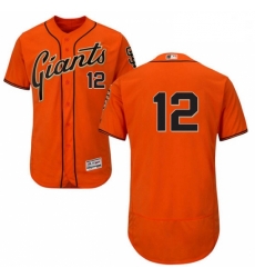 Mens Majestic San Francisco Giants 12 Joe Panik Orange Alternate Flex Base Authentic Collection MLB Jersey 