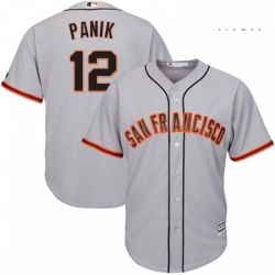 Mens Majestic San Francisco Giants 12 Joe Panik Replica Grey Road Cool Base MLB Jersey