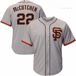 Mens Majestic San Francisco Giants 22 Andrew McCutchen Replica Grey Road 2 Cool Base MLB Jersey 