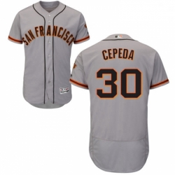 Mens Majestic San Francisco Giants 30 Orlando Cepeda Grey Road Flex Base Authentic Collection MLB Jersey