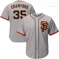 Mens Majestic San Francisco Giants 35 Brandon Crawford Replica Grey Road 2 Cool Base MLB Jersey