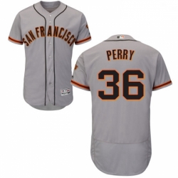 Mens Majestic San Francisco Giants 36 Gaylord Perry Grey Road Flex Base Authentic Collection MLB Jersey