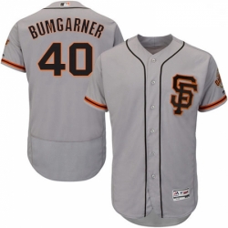 Mens Majestic San Francisco Giants 40 Madison Bumgarner Grey Alternate Flex Base Authentic Collection MLB Jersey