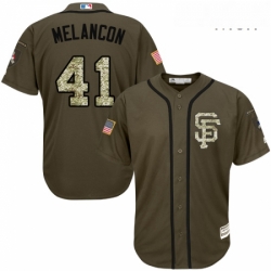 Mens Majestic San Francisco Giants 41 Mark Melancon Authentic Green Salute to Service MLB Jersey