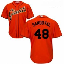 Mens Majestic San Francisco Giants 48 Pablo Sandoval Replica Orange Alternate Cool Base MLB Jersey 