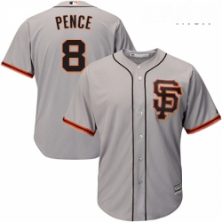 Mens Majestic San Francisco Giants 8 Hunter Pence Replica Grey Road 2 Cool Base MLB Jersey