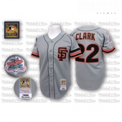 Mens Mitchell and Ness San Francisco Giants 22 Will Clark Replica Grey Throwback MLB Jersey