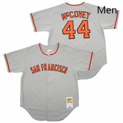 Mens Mitchell and Ness San Francisco Giants 44 Willie McCovey Authentic Grey Throwback MLB Jersey