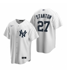 Mens Nike New York Yankees 27 Giancarlo Stanton White Home Stitched Baseball Jersey